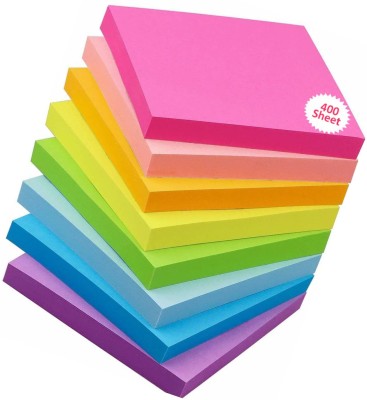 KIDLAND Fluorescent Paper Self Adhesive Sticky 80 sheets per color 400 Sheets Regular, 5 Colors(Set Of 1, Multicolor)