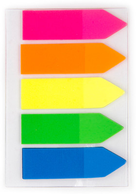 shopy Arrow Shape Mini Text Highlighter Strips Neon Index Tabs 125 Sheets Regular, 5 Colors(Set Of 2, Multicolor)