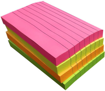 FRKB Ruled Sticky Notes 3x5 inches 400 Sheets 100 Sheet per Pad Total 4 Pads 100 Sheets Ruled, 4 Colors(Multicolor)