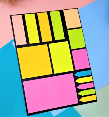 FEBRINA Cute Colourful Post It Sticky Note (Pack of 1) 30 Sheets Solid Colored, 10 Colors(Set Of 1, Multicolor)
