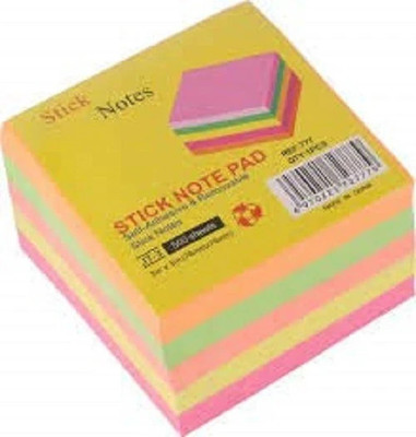 Samvardhan 400 Sheets (3X3) Fluorescent Paper Self Adhesive and Removable Sticky Notes 400 Sheets Regular, 4 Colors(Set Of 4, Multicolor)