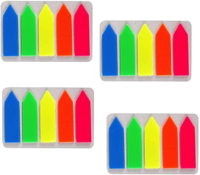 R H lifestyle Pack of 4 Mini Text Highlighter Strips Arrow Flags Page Marker OS4544 25 Sheets regular, 1 Colors(Set Of 4, yellow pink blue orange green)