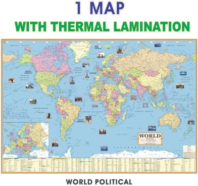 WORLD POLITICAL LAMINATED MAP, Map Size(40*28 Inch) Laminated Paper Print Paper Print(28 inch X 40 inch, EOIMAP-WLD-PHY-L01)