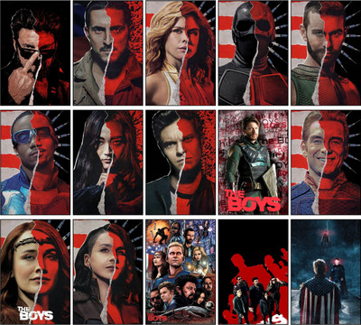 The Boys Poster Set of 15 | Dark Superhero Wall Art | Homelander, Butcher & Starlight Prints | HD Artificial Paper Posters 3D Poster(11.5 inch X 8.5 inch)
