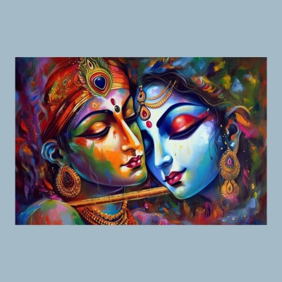 Radha Krishna Self Adhesive Wall Poster 3D Poster(12 inch X 18 inch, Rolled Package)