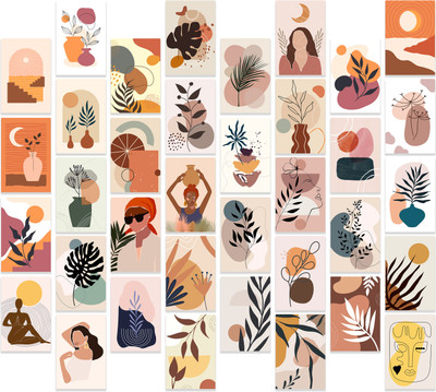 Set of 36 Aesthetic Boho Wall Collage Kit with Double-Sided Tape for Home Décor Paper Print(6 inch X 4 inch, Box)