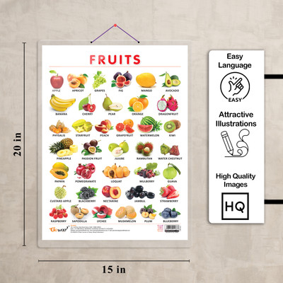 FRUITS CHART HARD LAMINATED, FLOWERS CHART HARD LAMINATED, FARM ANIMALS AND PETS CHART HARD LAMINATED, HINDI VARNMALA CHART HARD LAMINATED, and NUMBER 1 -50 CHART HARD LAMINATED | combo of 5 charts | Knowledge Junction Chart Bundle Paper Print(20 inch X 15 inch)