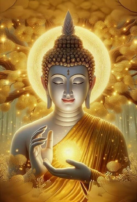 Lord Buddha Religious Wall Decor Poster | Vastu Spiritual Wall Art for Home, Office & Meditation Room | Positive Energy Buddha Poster (12x18 Inch, Unframed) 3D Poster(12 inch X 18 inch)