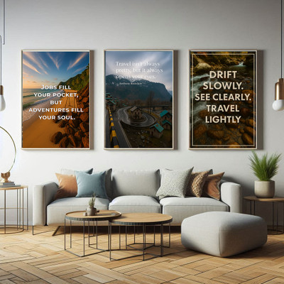 Travel Theme Wall Poster Set of 3 – A4 Size | Inspirational Wanderlust Posters for Room Décor | Unframed Art Prints Fine Art Print(11 inch X 8 inch, Packed safely in rigid envelope)