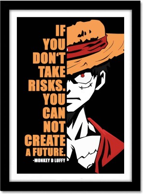 Monkey D. Luffy One Piece Anime Poster Fan Art Frame For Room & Office Multicolor Paper Print(13 inch X 10 inch, Framed)