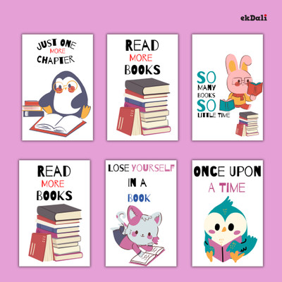 A5 Set of 6 Animal Print Posters for Kids Who Love to Read and Imagine Paper Print(12 inch X 6 inch)