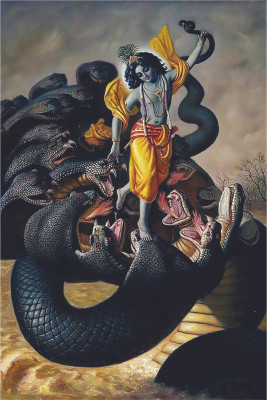 Krishan Ji Poster on 300gsm Photogenic US Imported Paper With Gloss Lamination (Unframed) With Double Side Tape and Covered With Extra Protected Sheet Only By (WK) Photographic Paper(18 inch X 12 inch, Rolled)