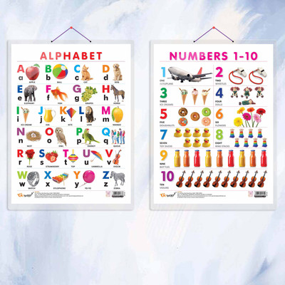 ALPHABET CHART HARD LAMINATED and NUMBER 1-10 CHART HARD LAMINATED | combo of 2 charts | Colorful Language and Math Displays Paper Print(20 inch X 15 inch)