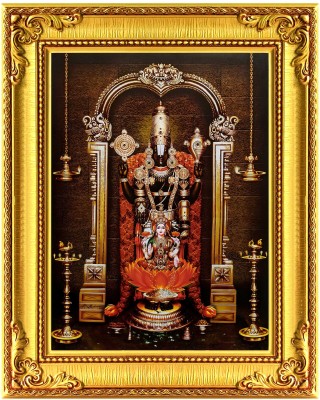 God Venkateswara Swamy with Lakshmi in an Hardboard (12.6x16)in Paper Print(16 inch X 12.6 inch)