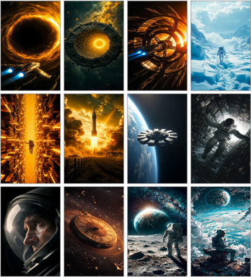 nterstellar Space Odyssey Poster Set of 12 | Astronaut & Space Travel Wall Art | Sci-Fi Adventure Prints on Premium Artificial Paper 3D Poster(11.5 inch X 8.5 inch)