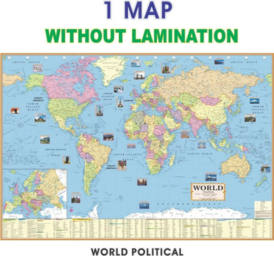 ENGLISH POLITICAL MAP OF WORLD | English Map | Map Size (40inch * 28inch) Paper Print| Best Useful for UPSC, SSC, IES and other competitive Exams. Paper Print(28 inch X 40 inch, Foldable)