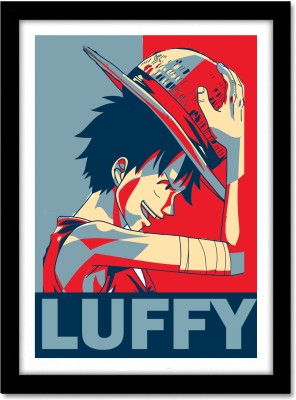 Monkey D. Luffy One Piece Anime Poster Fan Art Frame For Room & Office Multicolor Paper Print(13 inch X 10 inch, Framed)