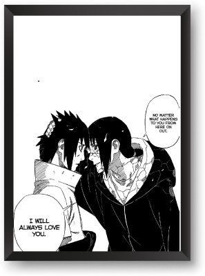 ANIME POSTER FRAME - NARUTO ITACHI AND SASUKE MANGA - Black Framed Wall Poster For Home And Office With Frame, (12.6*9.6) Photographic Paper(11.69 inch X 8.27 inch)