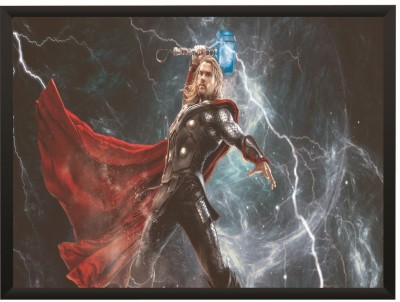 Avengers Thor Mjolnir Lightning Super Hero Wall Poster With Frame A3 Size Photographic Paper(11.7 inch X 16.5 inch, With Frame)