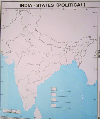 Practice Map India-States(Political)(Set Of 100 Maps) Paper Print(10.8 inch X 10 inch, Rolled)