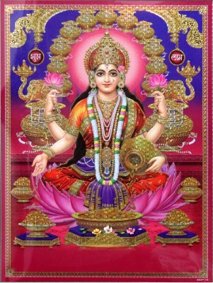 Dhanversha Lakshmi Metalized/Holographic Effect Waterproof Crystal Poster Fine Art Print(16 inch X 12 inch, Rolled)