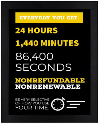 Value of Time Abstract Motivational Poster 12x8 Inches Paper Print(13 inch X 9 inch, Framed)