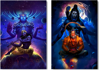 FrameHouse's Set Of 2 Shree Krishna (Vishnu), Hanuman, Mahadev Abstract Wall Painting Poster For Home, Living Room, Office Room Wall Decoration Of 12X18 Inches Each Photographic Paper(18 inch X 12 inch, Rolled Posters In Container) FrameHouse's Set Of 2 Shree Krishna (Vishnu), Hanuman, Mahadev Abstract Wall Painting Poster For Home, Living Room, Office Room Wall Decoration Of 12X18 Inches Each Photographic Paper(18 inch X 12 inch, Rolled Posters In Container)