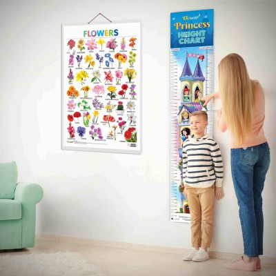 Flowers and PRINCESS HEIGHT CHART | Set of 2 chart | Exploring the World of Flowers & Princess Height Chart Combo Paper Print(30 inch X 20 inch)