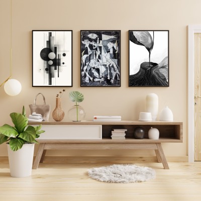 Geometric Art Trio - Set of 3 Modern Prints (12x18) Photographic Paper(18 inch X 12 inch)