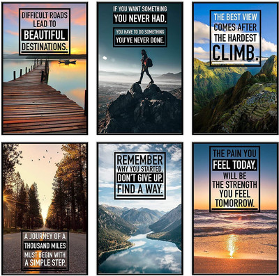 Inspirational Motivational Multicolour Wall Art for Wall Decor, 12x18 in - Set of 6 Paper Print(18 inch X 12 inch)