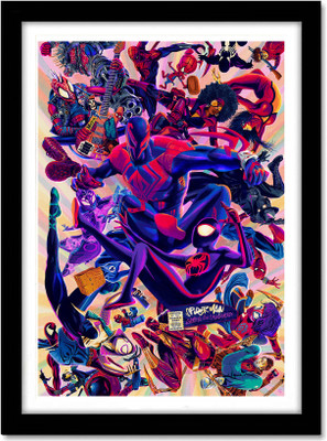Spiderverse Movie Pop Art Framed Poster For Room Office Home Decor Wall Painting Wallpaper Gift Item Paper Print(13 inch X 10 inch, Standard Packaging In Box)