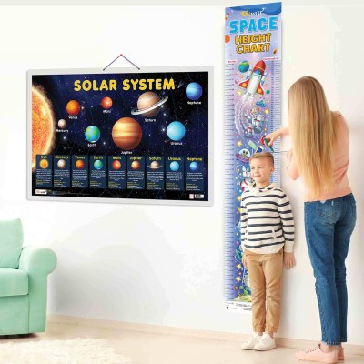 Solar System and SPACE HEIGHT CHART | Set of 2 chart | Exciting Adventure Pack of Solar System + Space Height Chart Paper Print(20 inch X 30 inch)