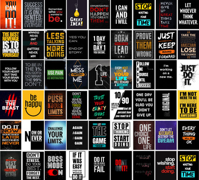 Motivational Poster Pack Of 54 - 6x4 Inch Wall Posters Aesthetic Postcards - Inspirational Motivational Quotes Posters Wall Stickers For Study Room - Office Wall Stickers - Motivational Gifts Photographic Paper(6 inch X 4 inch)
