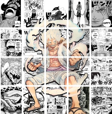 set of 20 manga wall collage kit of onepiece luffy gear 5 collage kit Paper Print(8.3 inch X 11.8 inch)