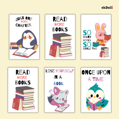 Book Lover's Dream: A5 Animal Print Poster Set Paper Print(12 inch X 6 inch)