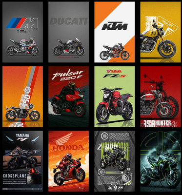 Motorbike Poster Set of 12 – A4 Size Premium 350 GSM Glossy Prints | Superbike, Retro & Sports Bike Wall Art for Garage, Bedroom, Cafe, Man Cave & Biker Gift 3D Poster(11.5 inch X 8.5 inch) Motorbike Poster Set of 12 – A4 Size Premium 350 GSM Glossy Prints | Superbike, Retro & Sports Bike Wall Art for Garage, Bedroom, Cafe, Man Cave & Biker Gift 3D Poster(11.5 inch X 8.5 inch)