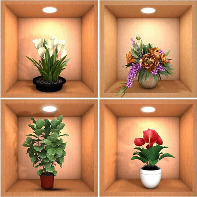 Set of 4 pcs 3D wall sticker for room decor 3D Poster(12 inch X 12 inch, Rolled in tube)