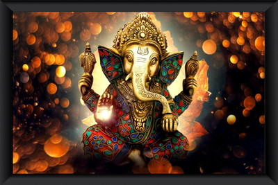 BEAUTIFUL LORD GANESH JI PHOTO FRAME Photographic Paper(14 inch X 11 inch, FRAMED POSTER)