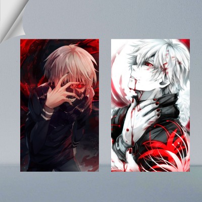 VIRGIN ART | KEN KANEKI ( PREDATOR ) FROM TOKYO GHOUL | DIGITAL ART - 3 | ANIME | SET OF 2 | 300 GSM A4 FRAMED POSTER FOR WALL Photographic Paper(13 inch X 9 inch, FRAMED)