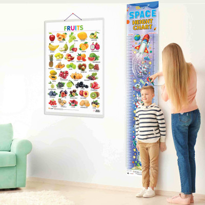 FRUITS CHART and SPACE HEIGHT CHART | Set of 2 chart | An Exciting Adventure through Fruits Chart and Space Heights Chart Paper Print(30 inch X 20 inch)
