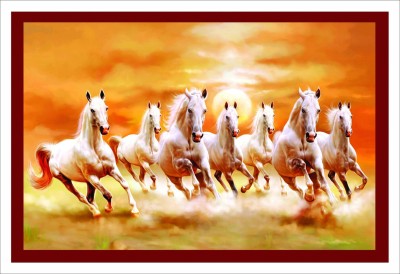 Seven Lucky Running Wild White Horses With Sun Rise Wall Art / Seven Lucky Running Wild White Horses With Sun Rise Wall Art I Seven Lucky Running Wild White Horses With Sun Rise Wall Art Poster | Seven Lucky Running Wild White Horses With Sun Rise Wall Art Poster | Poster for Seven Lucky Running Wil