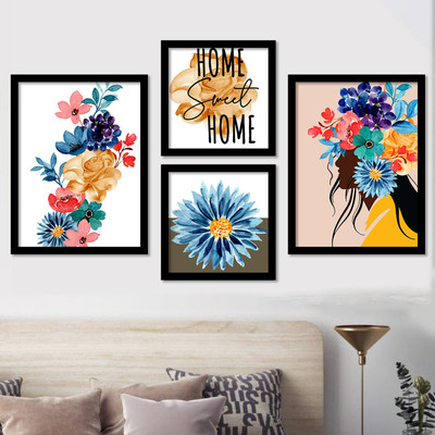 Nature Inspired Flower Posters for Room Bedroom Living Room Wall Decor - Floral Women Posters for Wall with Frame Paper Print(14 inch X 11 inch)