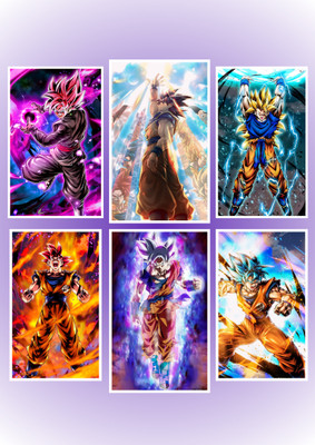Goku A3 Posters | Premium Dragon Ball Z Wall Art for Bedroom, Living Room, and Office | High-Quality Paper Prints (16.5 x 11.7 inches, Set of 6) Paper Print(16.5 inch X 11.7 inch, PACKED)