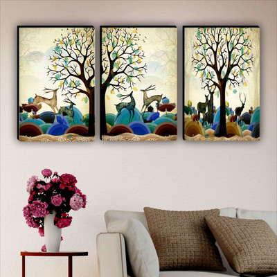 Flipkart Perfect Homes Large Panel Embossed 36 inch x 18 inch Painting Paper Print(36 inch X 18 inch)