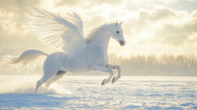 Majestic Flying White Horse Wall Sticker Poster – Fantasy Art Design (43x24 inch) Vinyl(24 inch X 43 inch)