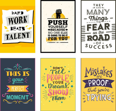 MANIAL 48 cm Pack of 6 Motivational Stickers and Inspirational Quotes for Office and Home Self Adhesive Sticker(Pack of 6)
