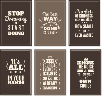 Success Mindset Poster for Home Office Café Gym Bedroom | Student Focus & Workout Inspiration Pack of 6 Paper Print(18 inch X 12 inch, Rolled)