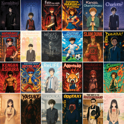 Aesthetic Anime Posters for Room | 52 Pc A6 (4x6 Inch) Anime & Movie Series Wall Collage Kit with Free Glue Dots Photographic Paper(6 inch X 4 inch, Flat)