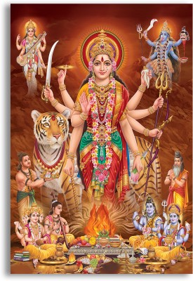 Maa Durga Saraswati Maa Kali Poster HD God Poster For Home Decor Religious Poster Fine Art Print(18 inch X 12 inch, Rolled)