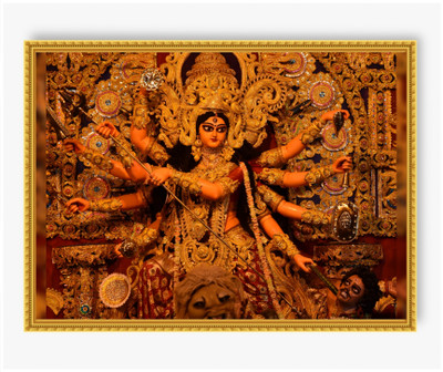 A4 Size Durga Maa Painting | Durga Mata Photo Frame For Navratri Poojan Photographic Paper(13 inch X 9 inch, Framed)
